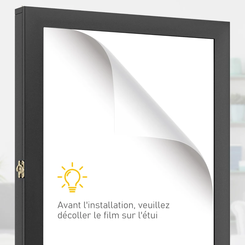 HOMCOM Frame box T-frame cadre pour maillot porte acrylique doublure interne feutre 60 x 6,5 x 80 cm noir