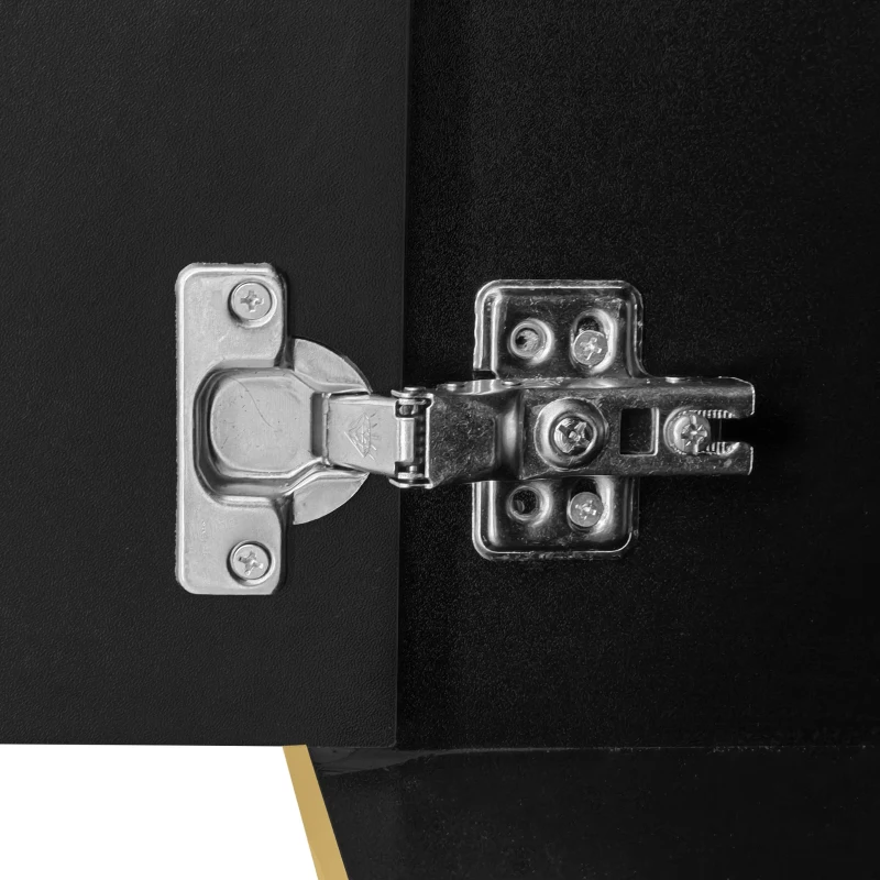 Mobile Porta TV Basso con Texture Intagliata, Maniglie e Piedi Dorati, Struttura Effetto Marmo per Soggiorno, 175x40x45 cm, Nero