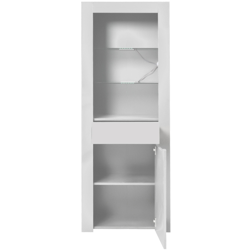 Credenza Moderna con Luci LED e Ripiani, Ideale per Cucina, Soggiorno e Ufficio, 60x35,5x165 cm, Bianco
