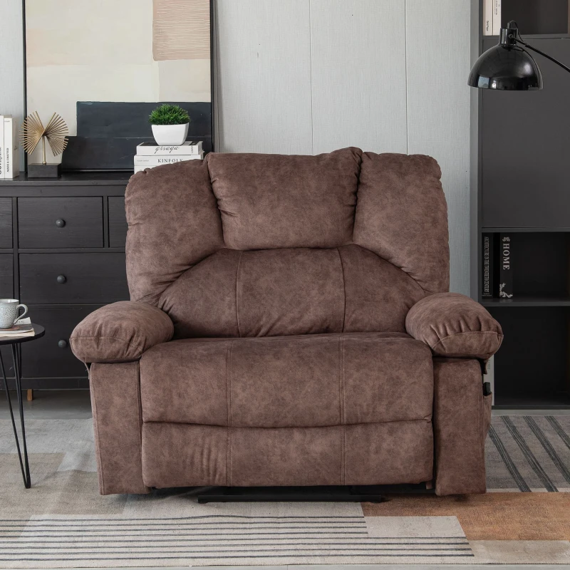 Poltrona Relax Massaggiante e Riscaldante Manuale Extra Larga con 8 Punti Massaggio, Timer e Portabicchieri, 115x68x105 cm, Marrone