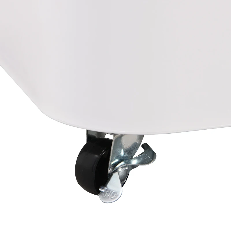 Set di Tavolini da Salotto Impilabili in Marmo Lucido con Accenti Dorati e Cassetti, 60x60x45 cm + 50x50x34 cm, Bianco