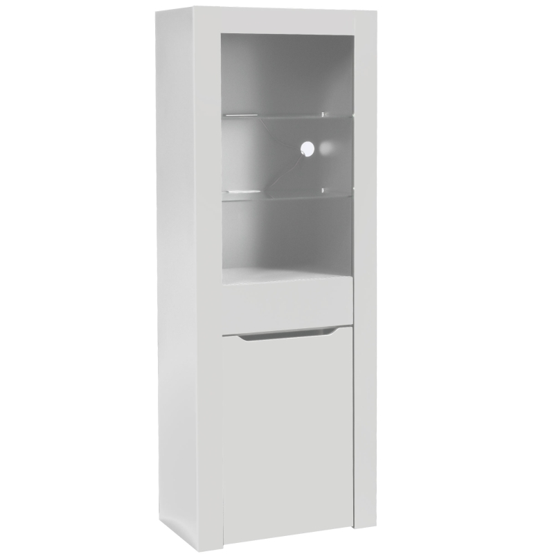 Credenza Moderna con Luci LED e Ripiani, Ideale per Cucina, Soggiorno e Ufficio, 60x35,5x165 cm, Bianco
