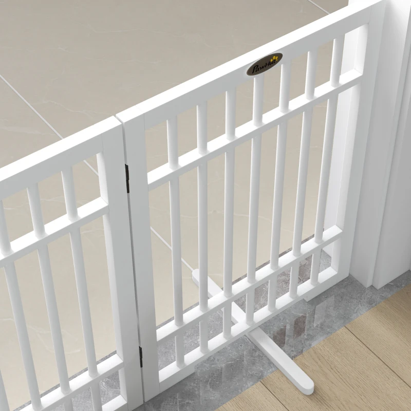 PawHut Hondenhek, opvouwbaar en antislip, draaibare steunvoeten, houten frame, 183x24,5x61 cm, Wit