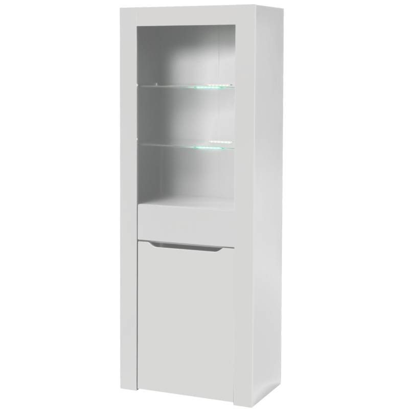 Credenza Moderna con Luci LED e Ripiani, Ideale per Cucina, Soggiorno e Ufficio, 60x35,5x165 cm, Bianco
