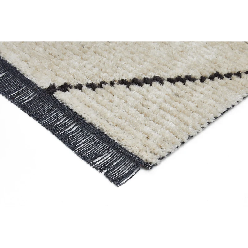 HOMCOM Hochflorteppich mit Fransen Beige 150 x 80 x 2,1 cm