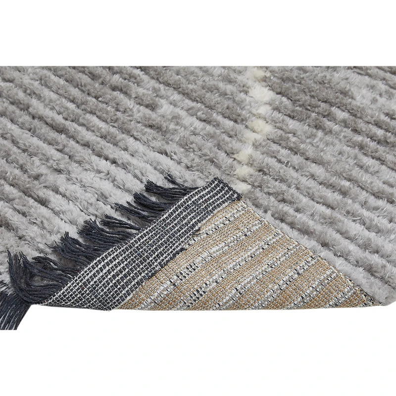 HOMCOM Hochflorteppich mit Fransen Hell-Grau 150 x 80 x 2,1 cm
