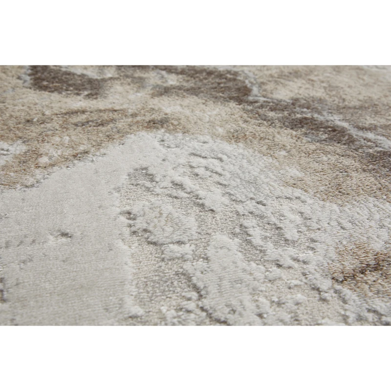 HOMCOM Kurzflor Webteppich Braun-Creme 170 x 120 x 0,9 cm