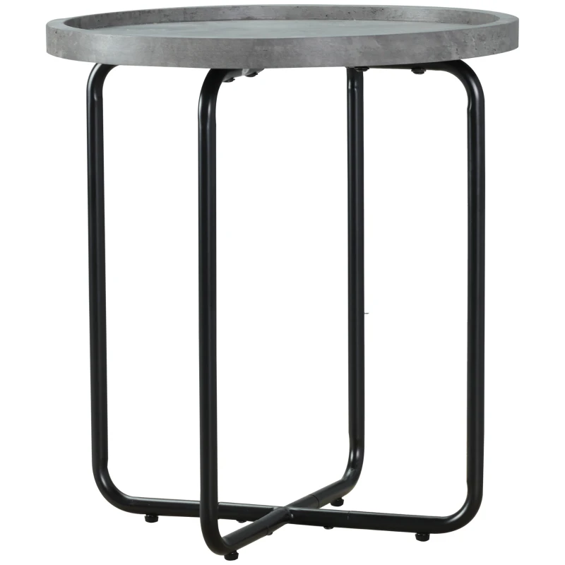 HOMCOM Beistelltisch im Industrie-Design, Tischplatte in Marmoroptik 50cm x 50 cm x 55 cm Grau Schwarz
