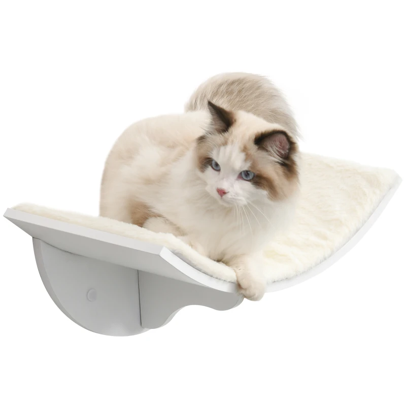 PawHut Kattenrek voor aan de Muur, Zachte Ligplaats, tot 10kg, 41x28x21cm, Wit(m-10)