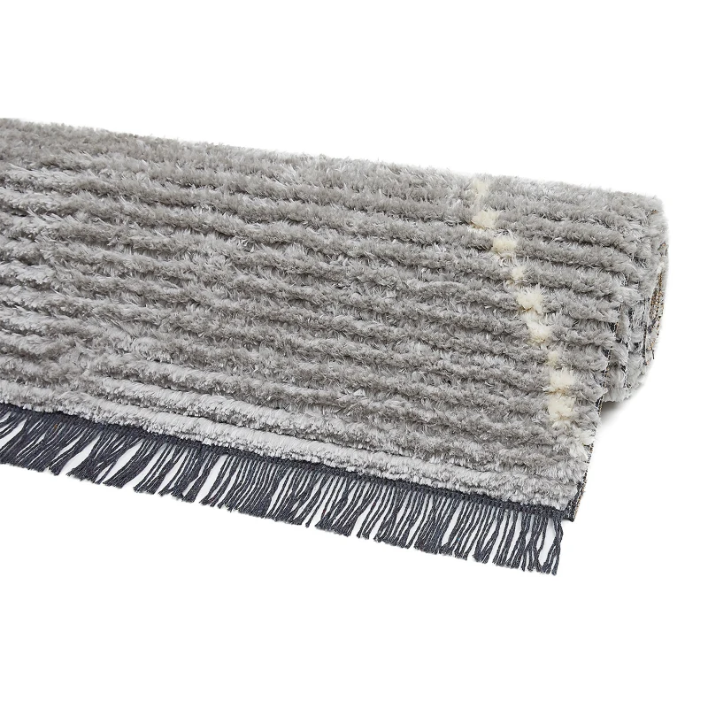 HOMCOM Hochflorteppich mit Fransen Hell-Grau 170 x 120 x 2,1 cm
