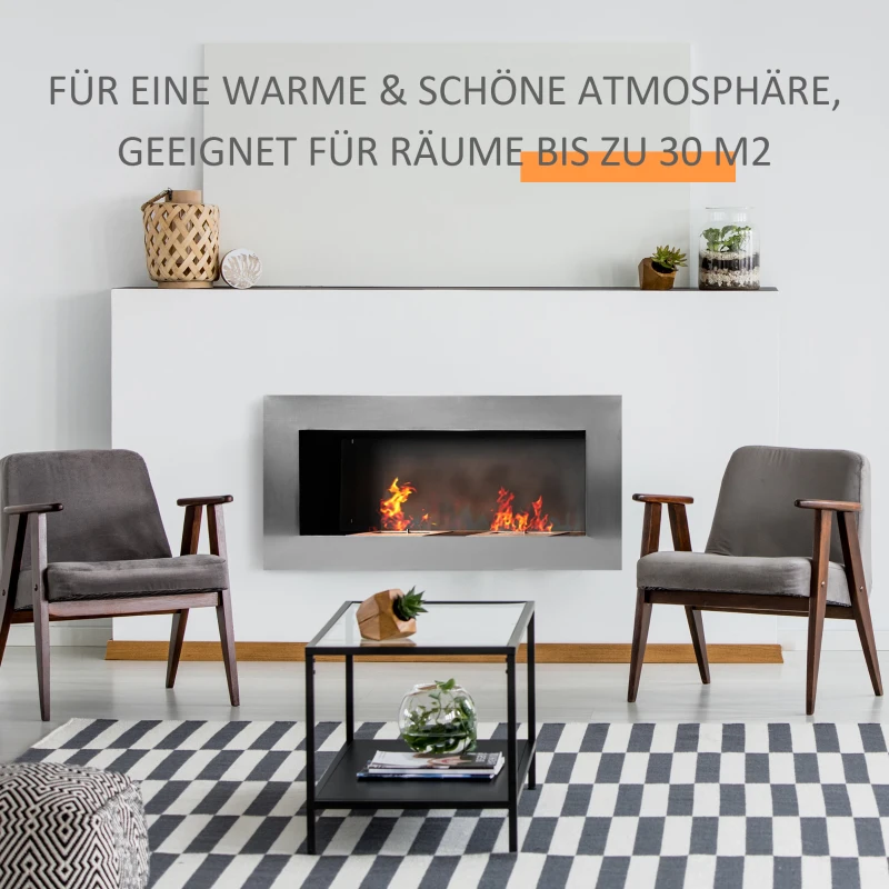 HOMCOM rvs gelhaard ethanolhaard bio-ethanolhaard haard open wanfhaard zilver 2 afmetingen(m-4)