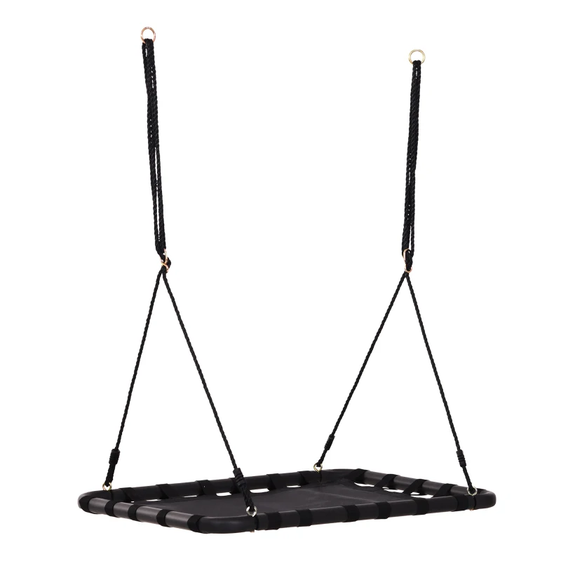 HOMCOM Nestschaukel Kinderschaukel Vogelnestschaukel Outdoor Schaukel Gartenschaukel bis 100 kg belastbar Metall + Netzstoff Schwarz 100 x 76 x 4 cm