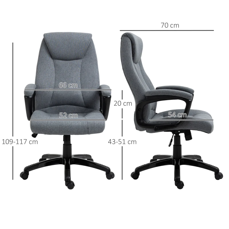 Vinsetto Bürostuhl massage, höhenverstellbarer Chefsessel, Gamingstuhl mit Massagefunktion, ergonomischer Drehstuhl, Massage Sessel, Grau, 70 x 66 x 109-117 cm