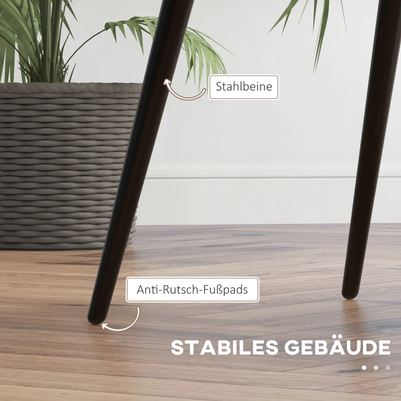 HOMCOM Eetkamerstoelen set van 2 stoelen, Scandinavisch design, fluwelen look, 54 cm x 56 cm x 86 cm, beige + zwart