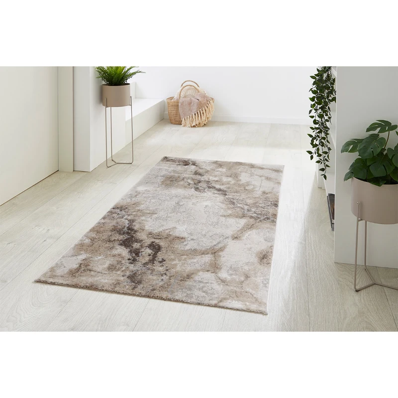 HOMCOM Kurzflor Webteppich Braun-Creme 150 x 80 x 0,9 cm