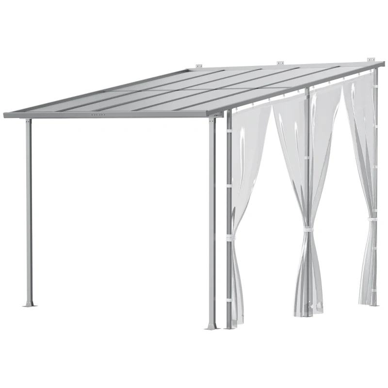 Outsunny Pergola, größenverstellbar, wetterbeständig, 300 cm x 300 cm x 273 cm, Weiß + Transparent