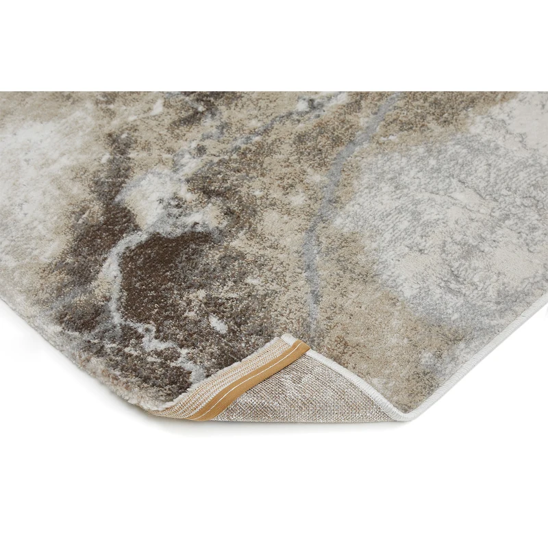 HOMCOM Kurzflor Webteppich Braun-Creme 170 x 120 x 0,9 cm