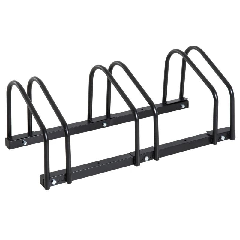 HOMCOM Bike Stand Parking Rack Floor or Wall Mount Bicycle Cycle Storage Locking Stand (3 Racks, Black)