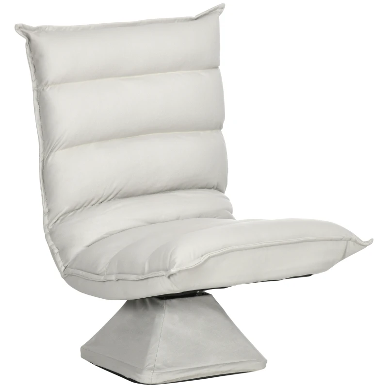 HOMCOM Sessel, drehbar, neigbare Rücklehne, Lederoptik, Stahlrahmen, hellgrau, 62 x 70 x 95 cm