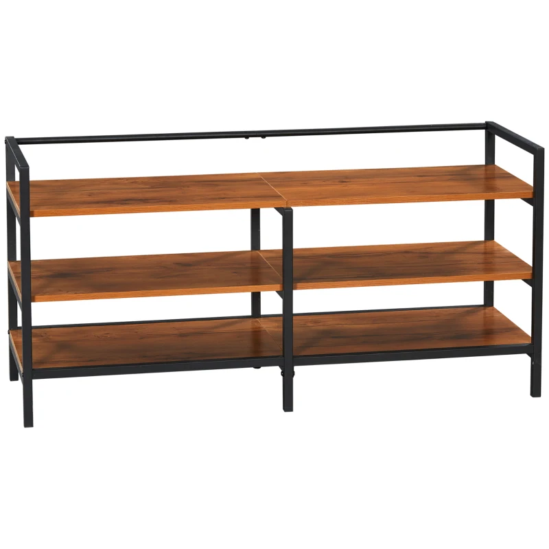 HOMCOM Lowboard, Regal, Fernsehbank, TV-Ständer, Industrial Design, 2 Regalfächer, Stahlrahmen, Farbe: Naturholz, 120 x 40 x 59 cm