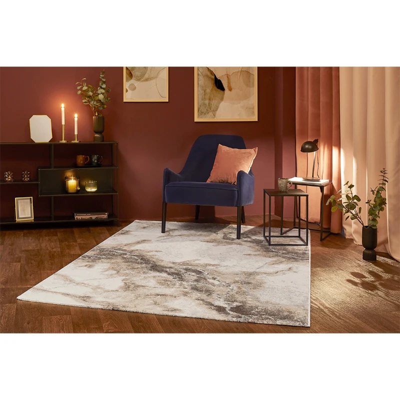 HOMCOM Kurzflor Webteppich Braun-Creme 230 x 160 x 0,9 cm