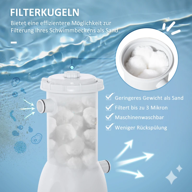 Outsunny Filterpumpe mit Filterkugeln für Swimming Pools 90 W Grau 21 cm x 35 cm Ersatzteil für den Pool 4000L/H