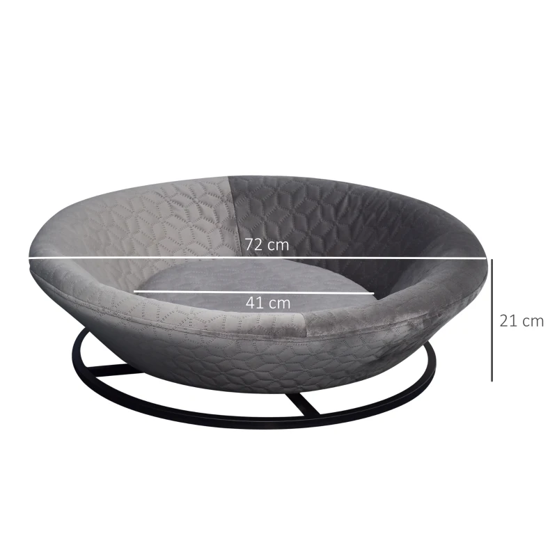 PawHut Hundesofa in Beckenform mit Weichem Bezug, Drehbar Haustiersofa mit Metallbeinen, Hundebett Katzensofa Grau 72x72x21 cm
