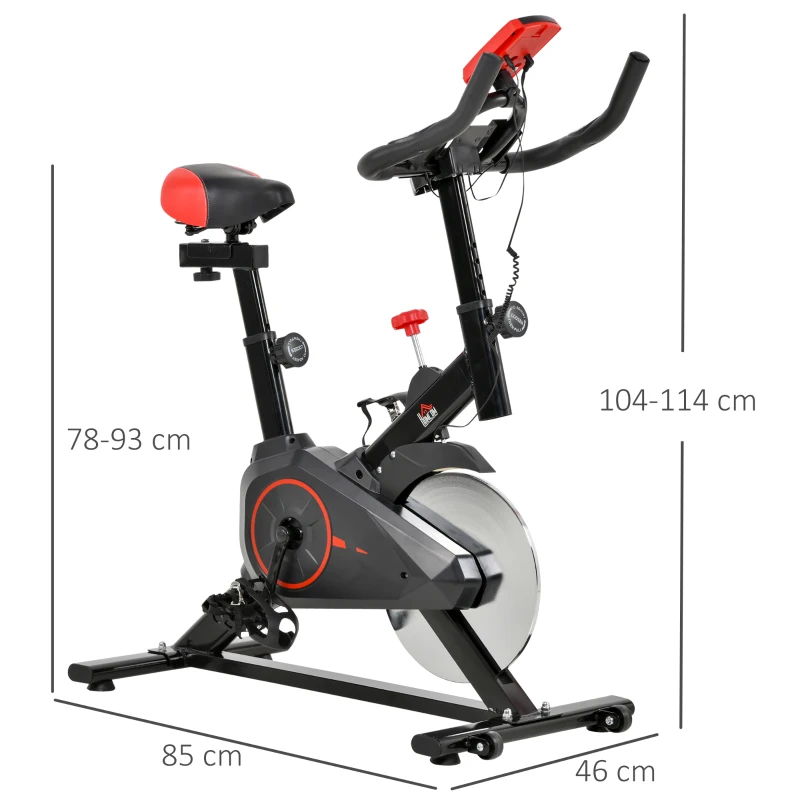 HOMCOM® fitnessfiets thuisfitness hometrainer fitness bike zwart binnen fietsen fietstrainer 102 x 47 x 104 cm(m-3)