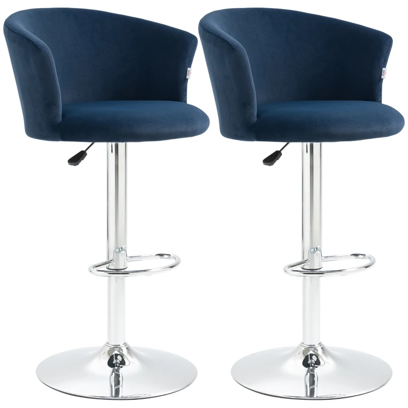 HOMCOM Barhocker 2er-Set  in Samtoptik 58 cm x 58 cm x 108 cm