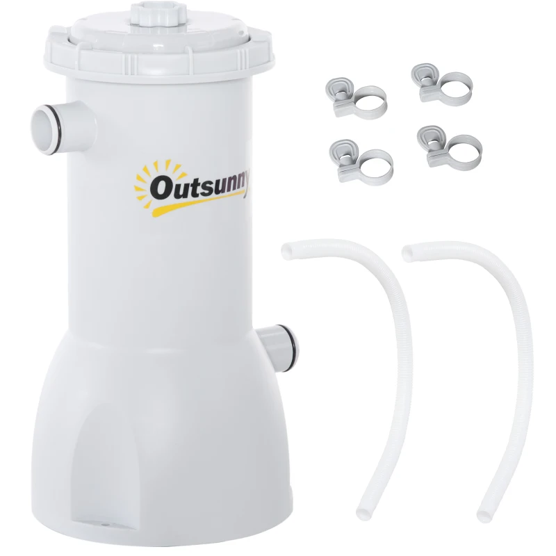 Outsunny Filterpumpe mit Filterkugeln für Swimming Pools 90 W Grau 21 cm x 35 cm Ersatzteil für den Pool 4000L/H