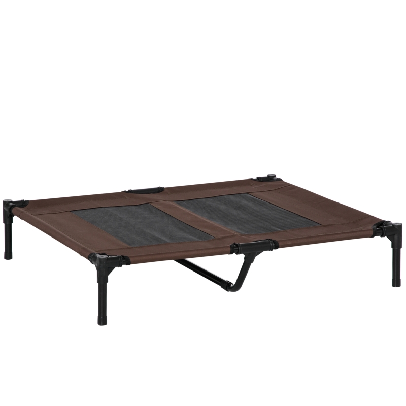 PawHut Hundebett Hundeliege Outdoor Katzenbett Haustierbett Schlafplatz  Metall 600D Oxford-Gewebe Braun 92 x 76 x 18 cm | Aosom.de