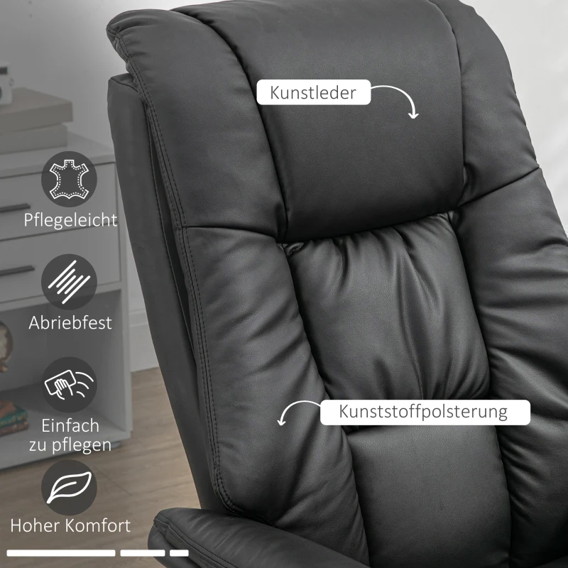 HOMCOM Relaxstoel met ottoman, verstelbare rugleuning, 77 cm x 89 cm x 110 cm, zwart