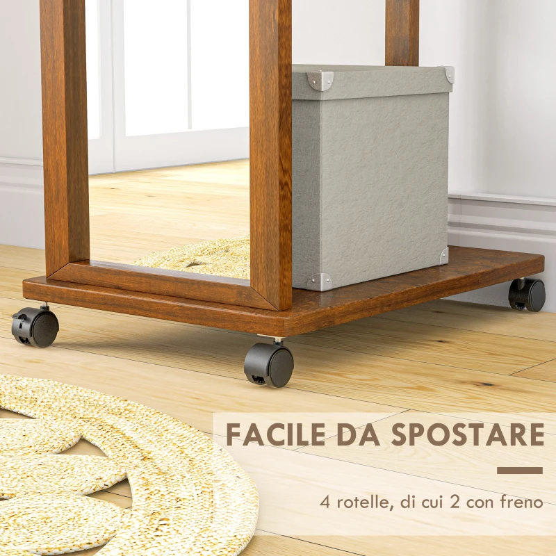 HOMCOM Specchio da Camera e Ingresso con Ripiano Inferiore e Binario, in Legno e Vetro, 35.5x49.5x167.8 cm