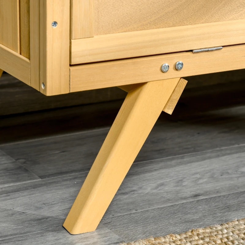 PawHut Kleintierstall Zwergkaninchenstall mit Bodenwanne und Rampe Kleintierkäfig Meerschweinchenstall einfache Reinigung Tannenholz Gelb 120 x 50 x 82 cm