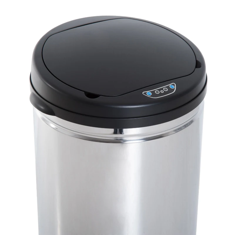 HOMCOM Sensor Mülleimer 50L Automatischer Mülleimer mit Soft-Close-Deckel, Bewegungssensor, Wasserdichter Abfalleimer Müllbehälter Abfallbehälter für Büro, Schlafzimmer, Küchen Schwarz+Silber