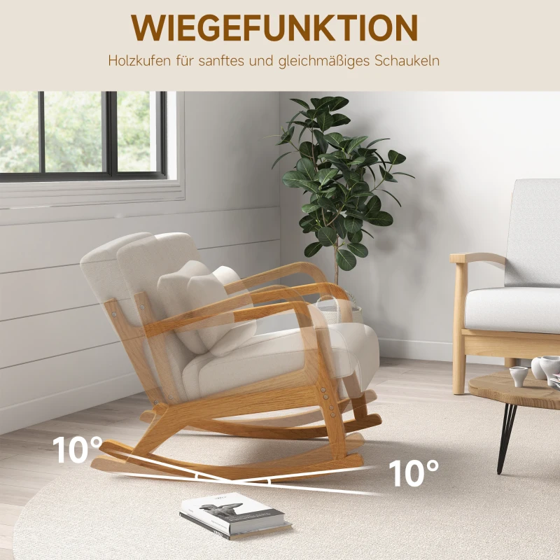 HOMCOM Fauteuil Relaxfauteuil, afneembare poten, inclusief kussen, 75 cm x 68 cm x 78 cm, Beige(m-6)