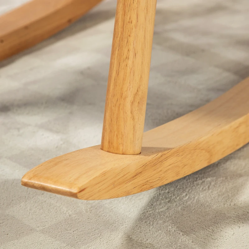 HOMCOM Poltrona Baloiço Moderna Estofada em Lã com Apoio para os Braços e Pés de Madeira 60x93x86 cm Branco e Madeira