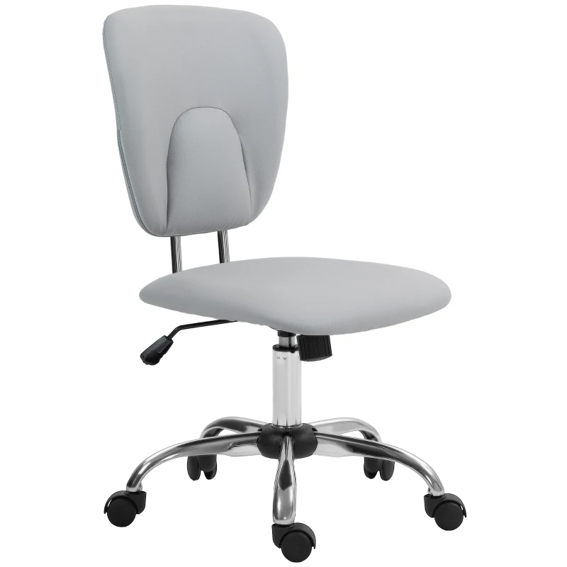 Vinsetto Cadeira de Escritório Giratória de Couro PU com Altura Ajustável e Função Basculante 50x54x87,5-96,5 cm Cinza Claro