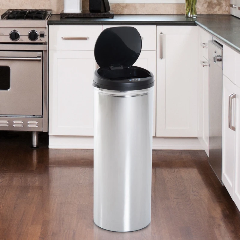 HOMCOM Sensor Mülleimer 50L Automatischer Mülleimer mit Soft-Close-Deckel, Bewegungssensor, Wasserdichter Abfalleimer Müllbehälter Abfallbehälter für Büro, Schlafzimmer, Küchen Schwarz+Silber