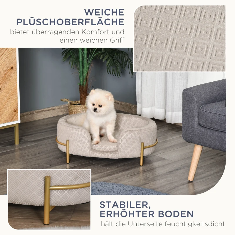 Pawhut Hundesofa Haustiersofa Katzensofa Metallbeinen Rückenlehne Weichem Bezug 64 x 40 x 24 cm Grau