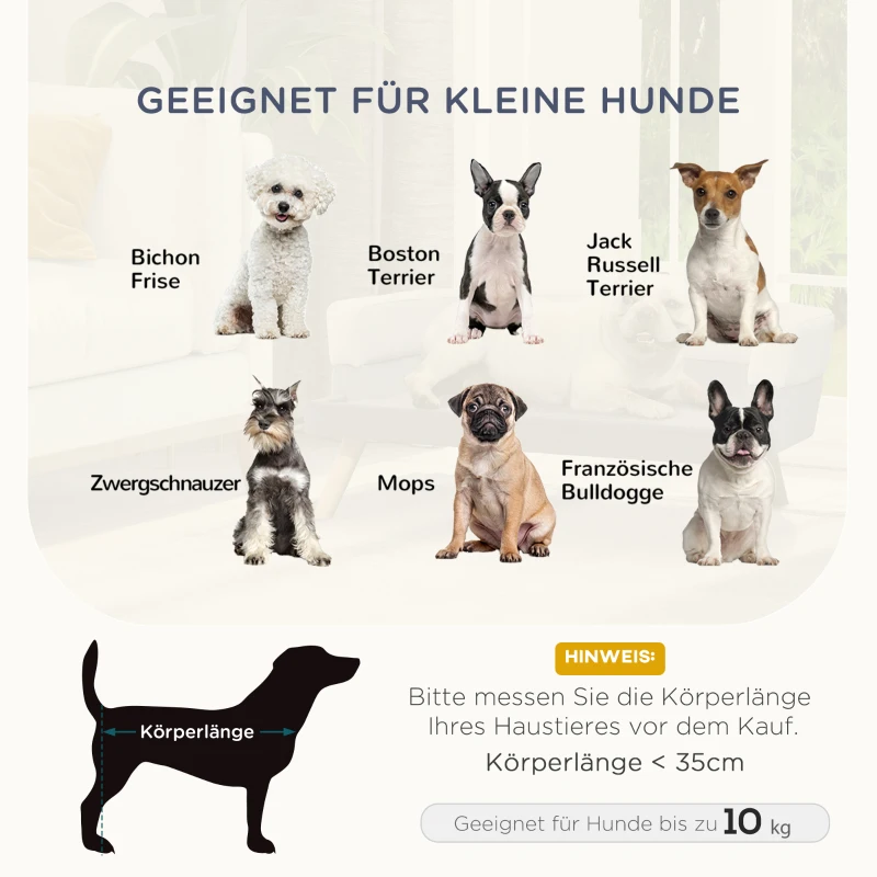 Pawhut Hundesofa Haustiersofa Katzensofa Metallbeinen Rückenlehne Weichem Bezug 64 x 40 x 24 cm Grau