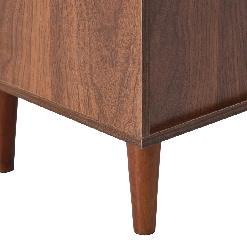 Credenza Moderna in Stile Naturale con Inserti in Rattan, Tre Porte e Due Cassetti Irregolari, 130x75,5x40 cm per Soggiorno o Cucina, Rattan