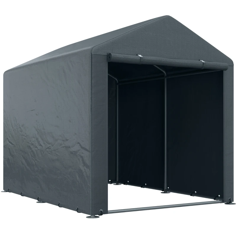 Outsunny Tuinschuur, Tentgarage, Grote Deur, Roestvrij Metalen Frame, 160x218x172 cm, Donkergrijs(m-11)