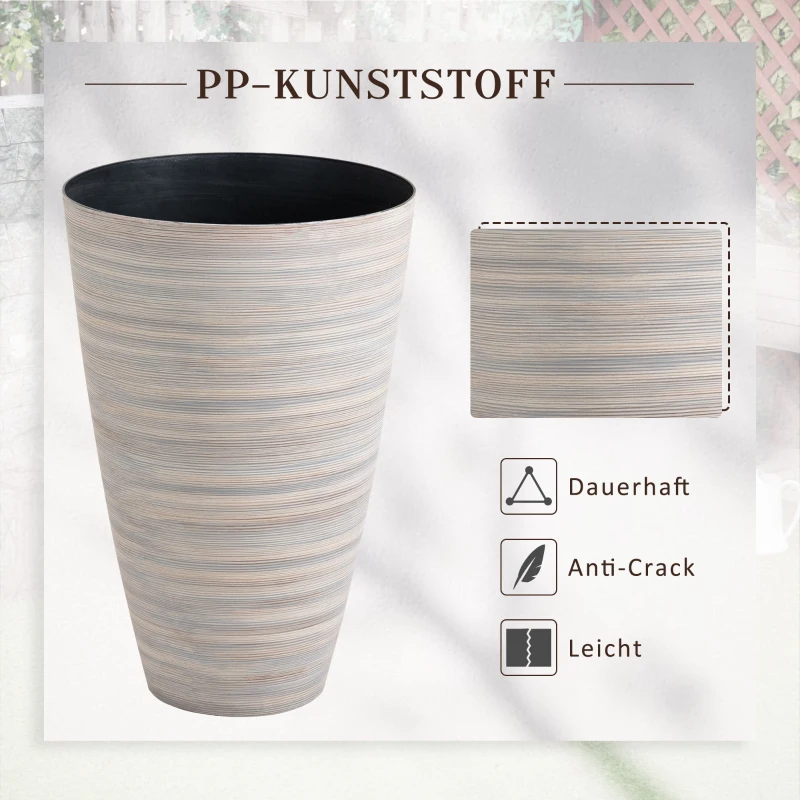 Outsunny 3er-Set Blumentöpfe, Pflanztöpfe, Indoor, Outdoor, 70 cm, Cremeweiß