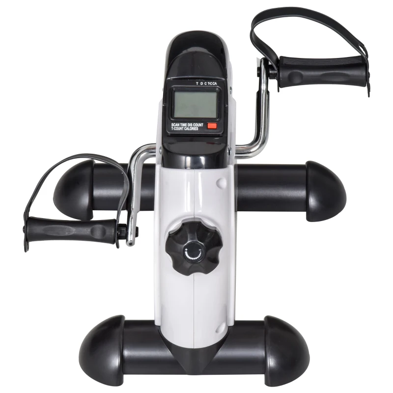 HOMCOM Mini Heimtrainer Fitnessbike Pedaltrainer mit LED Display 5 Modelle Arm und Beintrainer Fitnessgerät Hometrainer für Senioren Zuhause Heim Büro 40 x 39 x 29 cm Weiß