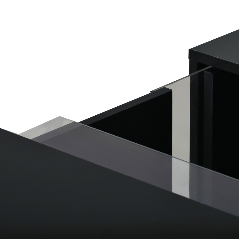 Tavolino da Salotto Moderno con Luci LED 16 Colori, Telecomando e Comparto Nascosto, 73x60x34 cm, Nero