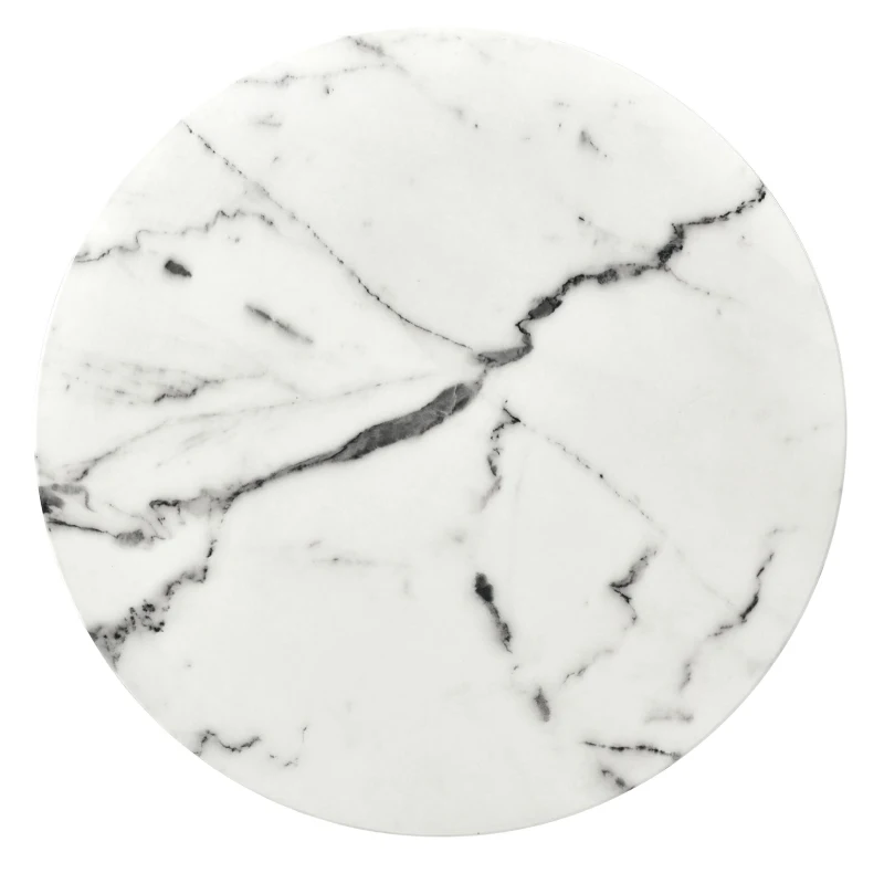 Set de 2 Măsuțe de Cafea Moderne, din MDF cu Finisaj Efect de Marmură și Structură Metalică Aurie, 70x70x47 cm și 45x45x40 cm, Alb