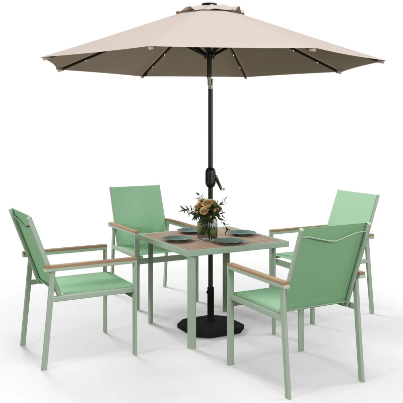 Outsunny Set de Masa de Gradina din 5 Piese cu Masa cu Blat