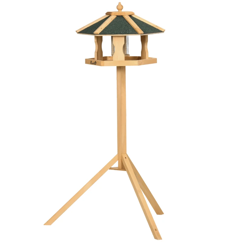 PawHut Vogelhaus, Futterhaus mit Ständer, herausnehmbare Futterschale, 77 cm x 77 cm x 126 cm, Gelb + Grün