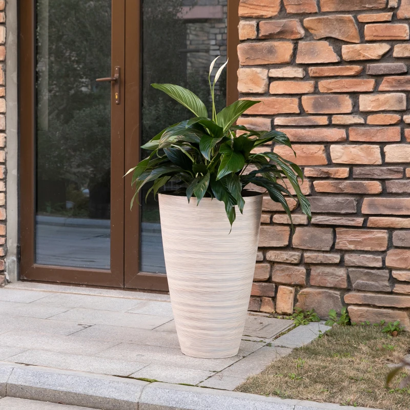 Outsunny 3er-Set Blumentöpfe, Pflanztöpfe, Indoor, Outdoor, 70 cm, Cremeweiß